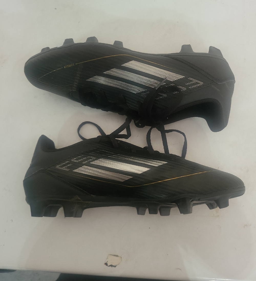 Adidas Men's Black Soccer Cleats with Silver Stripes - Picture 5 of 8